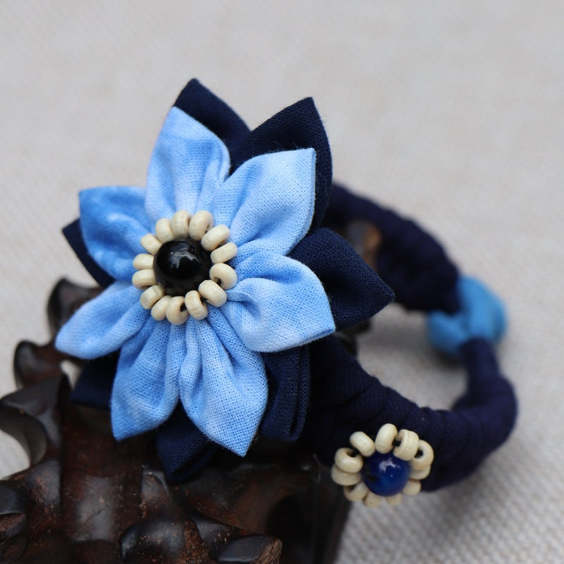 Blue Tie Dye Cloth Bracelet Dali Lijiang Hot Sale Hand-stitched Flower Fabric Bracelet Bracelet