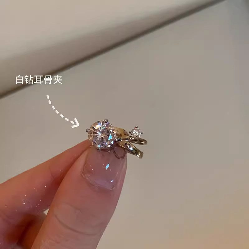 GenOptics Aura Essence Sparking Zirconium Ear Clip Non-Piercing Ear Clip Unique and Beautiful High-End Sense Light Luxury Temperament Earrings Female Earrings