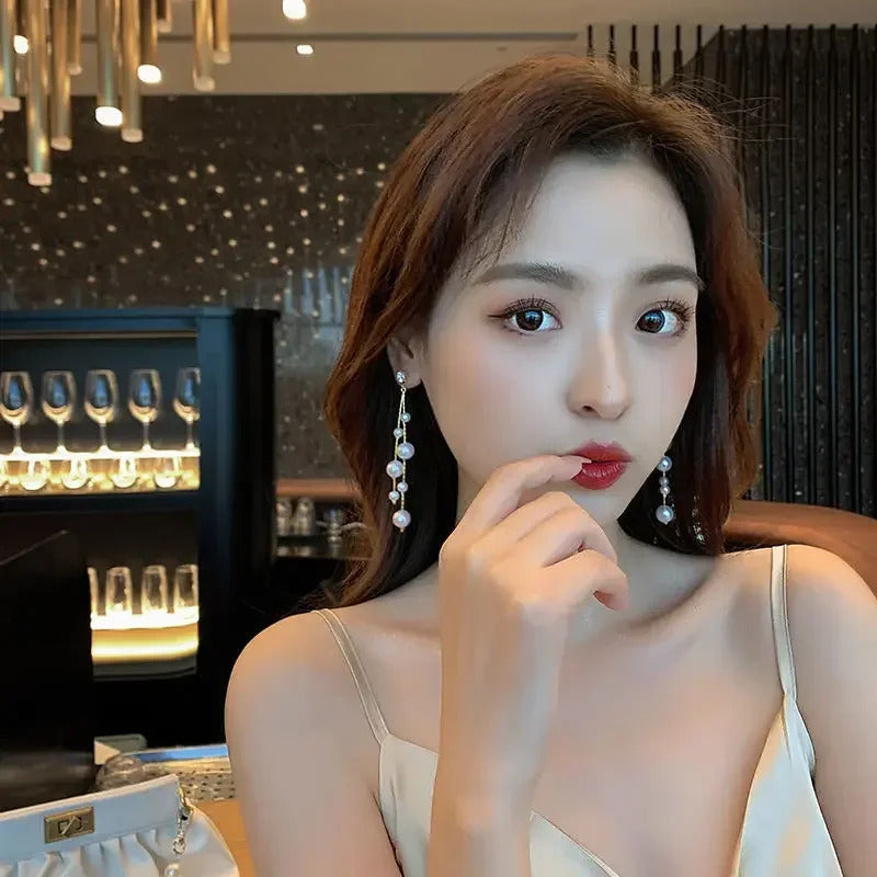 Large and Small Imitation Pearl Dangle Earrings for Women Beads Tassel Long Drop Earring Wedding Earrings Jewelry Серьги 2023