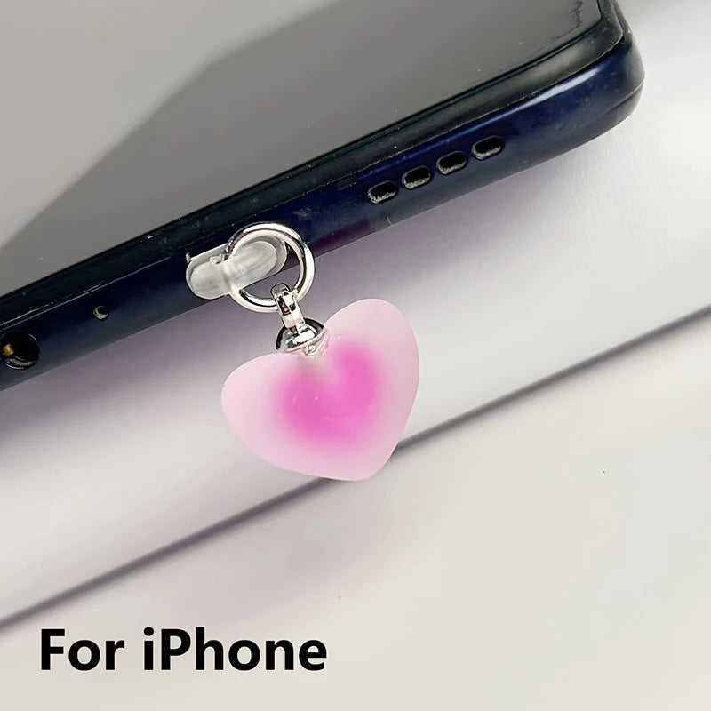 Heart Shaped Phone Dust Plug Pendant, Heart-Shaped Pendant Suitable For iPhone/Type-C Universal Phone Accessories