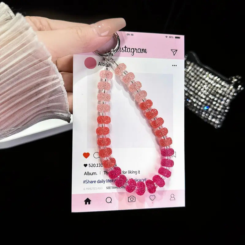 Orange Gummy For Mobile Phone Chain 2025 New Universal Girl Color Cute Key Chain Cure Lappet Gradient Color