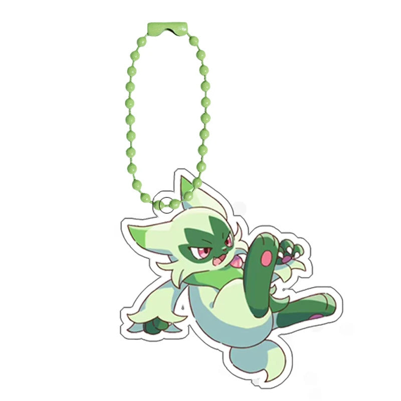 Pokemon Floragato Raichu Rockruff self-Made Cartoon Acrylic Key Chain Backpack Accessories Pendant Anime Classics Collection