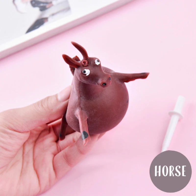 Creative soft rubber inflatable chicken hippo pop up animal blow Balloon animal Stress Relief squeeze toy prank gift