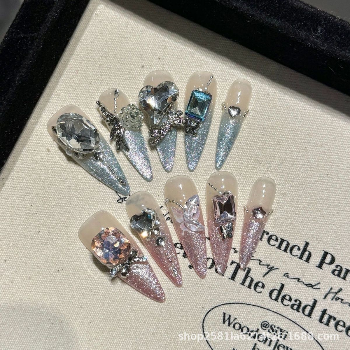 Light Luxury Advanced Handmade Wear Nail Flash Handmade Nail Tip Cat's Eye