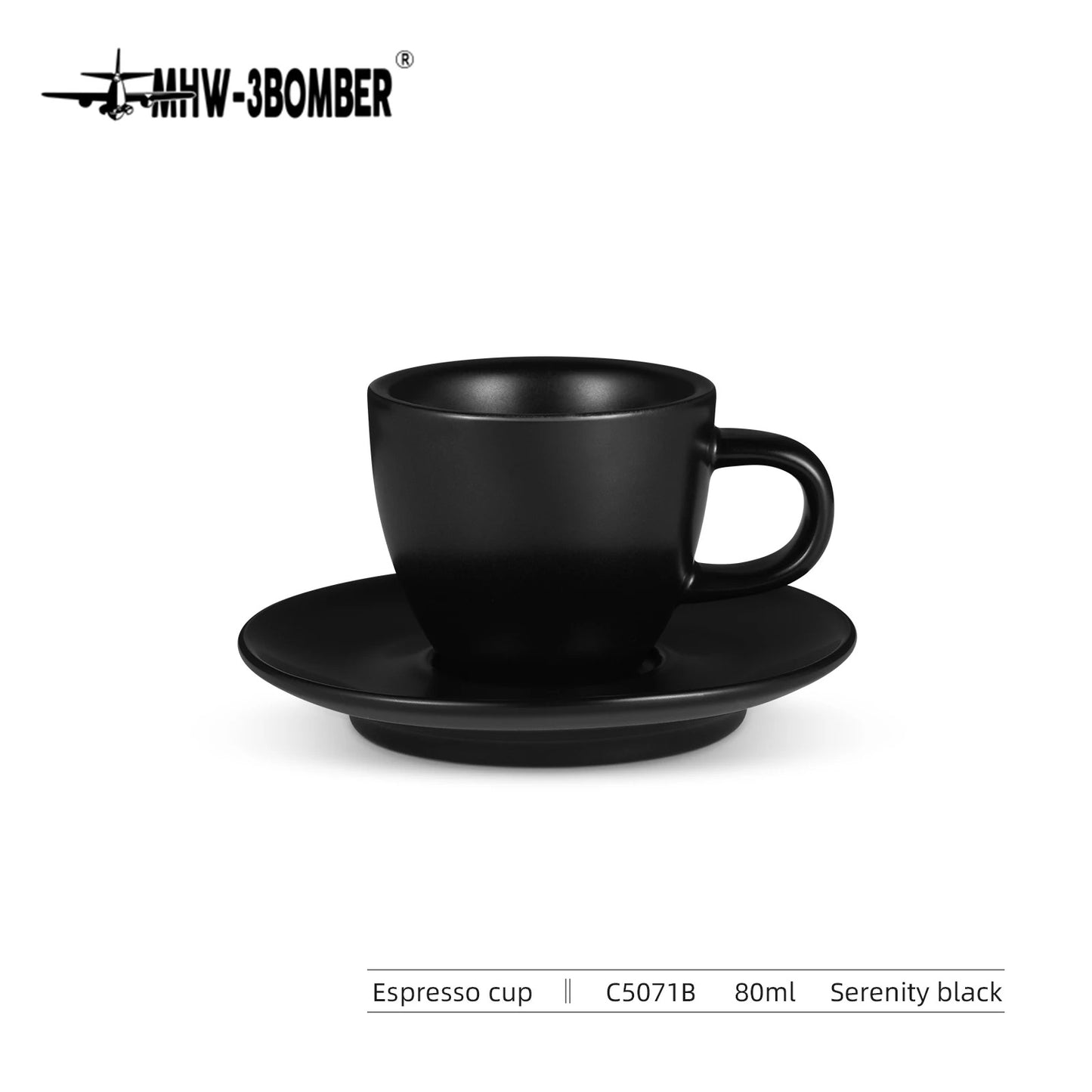 MHW-3BOMBER Espresso Cup with Saucer Set Latte Art Mugs Coffee Mug 80ml Ceramic Espresso Shot Cup Barista Accessories