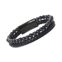 Personalized multi-layer woven leather bracelet men's hot sale stainless steel diamond bracelet gift jewelry