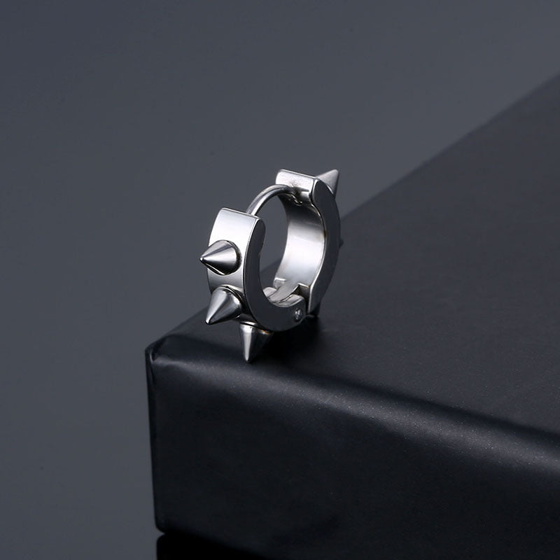 Punk Stainless Steel Spike Rivet Earrings Titanium Steel Ear Cuffs Unisex Alternative European and American Fashion Earrings Ear Jewelry