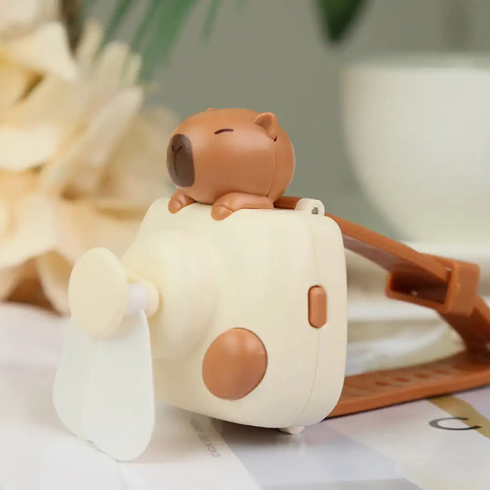 Mini Electric Fans Rechargeable Capybara Shaped Wrist Fan Kawaii Carpincho Foldable Design for Daily Use Outdoor Essentials