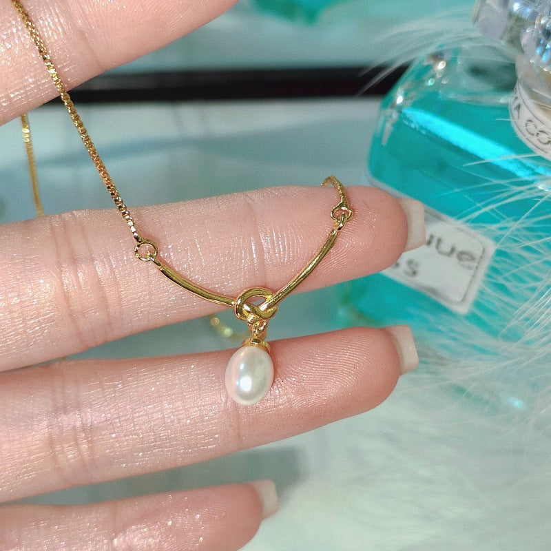 Li Luo New S925Sterling Silver Pearl Necklace Accessory for Women, Non-Fading, High-End Feel, Versatile Spring/Summer Clavicle Chain Wholesale