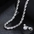 New High quality 925 Sterling Silver 4MM Women Men chain Male Twisted Rope Bracelets Fashion Silver Jewelry