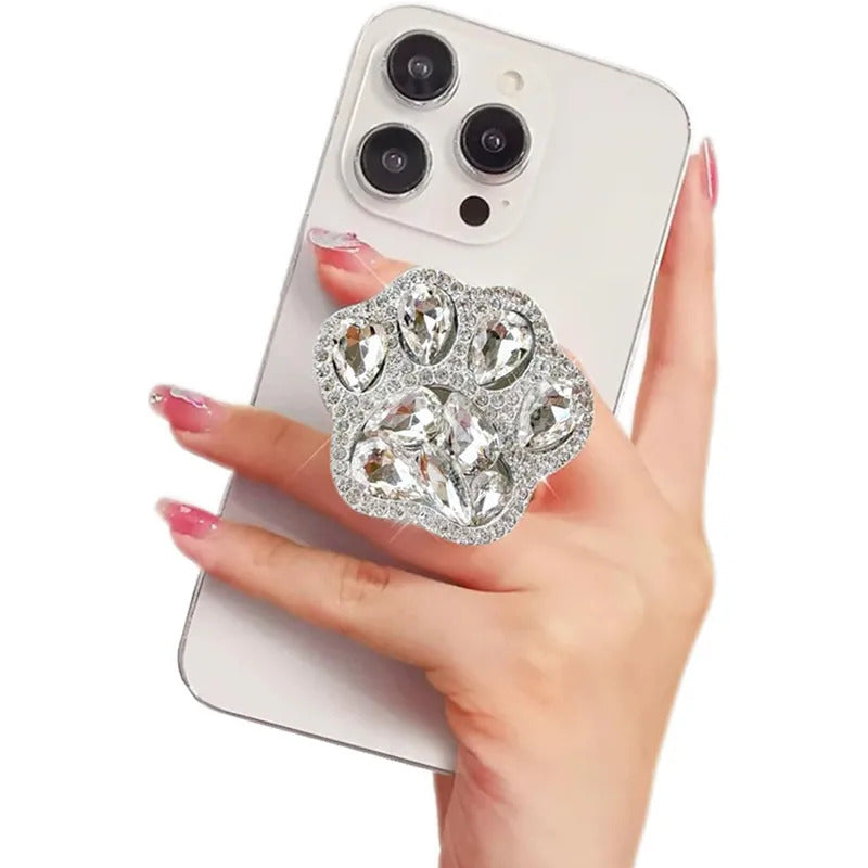 3D Cute Cat Paw Diamond Folding Finger Ring Griptok Phone Holder for IPhone 16 15 Support Socket Pocket Grip Tok Stand Bracket