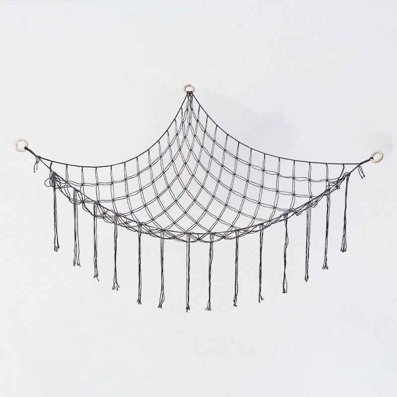 Handwoven Children's Room Corner Toy Storage Hammock Bedroom Decoration Triangle Plush Toy Storage Net