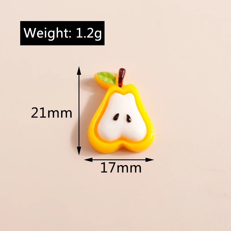 10pcs Mix Cute Mini Fruit Charms Pear Cherry Pineapple Peach Avocado Flat Back Resin Cabochons Scrapbook DIY Jewelry Accessories