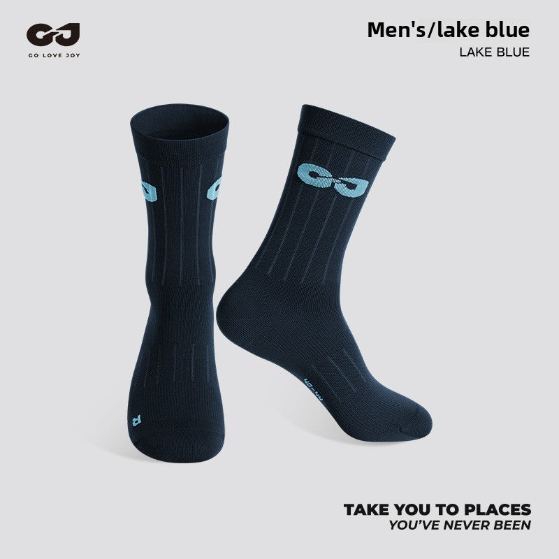 Outdoor Sports Cycling Socks for Men and Women, Breathable, Sweat-Absorbent, Quick-Drying, Odor-Resistant, Lycra, Basketball, Soccer, Running, Mid-Calf Socks