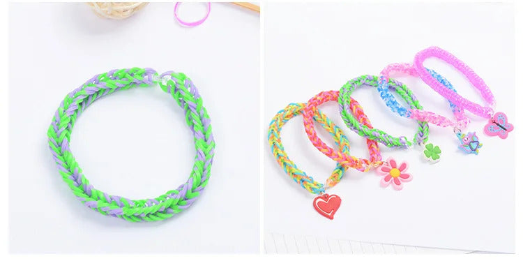 600pcs Rubber Bands Creative Colorful Loom Band Set Rainbow Bracelet Making Kit DIY Woven Bracelets Craft Toys For Girls Gifts