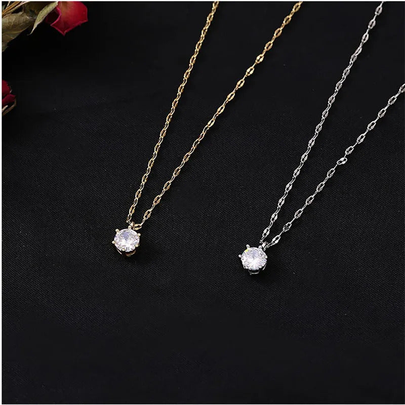 Hot 925 Sterling Silver Plated Necklace Versatile Single Sparkling AAA Zircon Clavicle Chain for Women Wedding Jewelry Wholesale