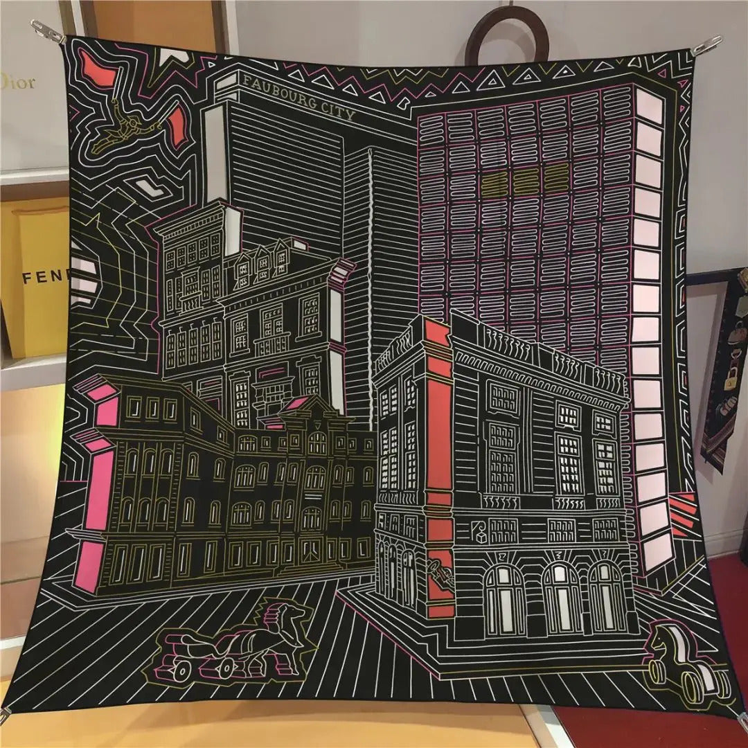 90*90CM Kerchief Four Seasons Luxury Square Silk Scarves Europe And America Fashion Bandannas New Twill Print Sunscreen Shawls