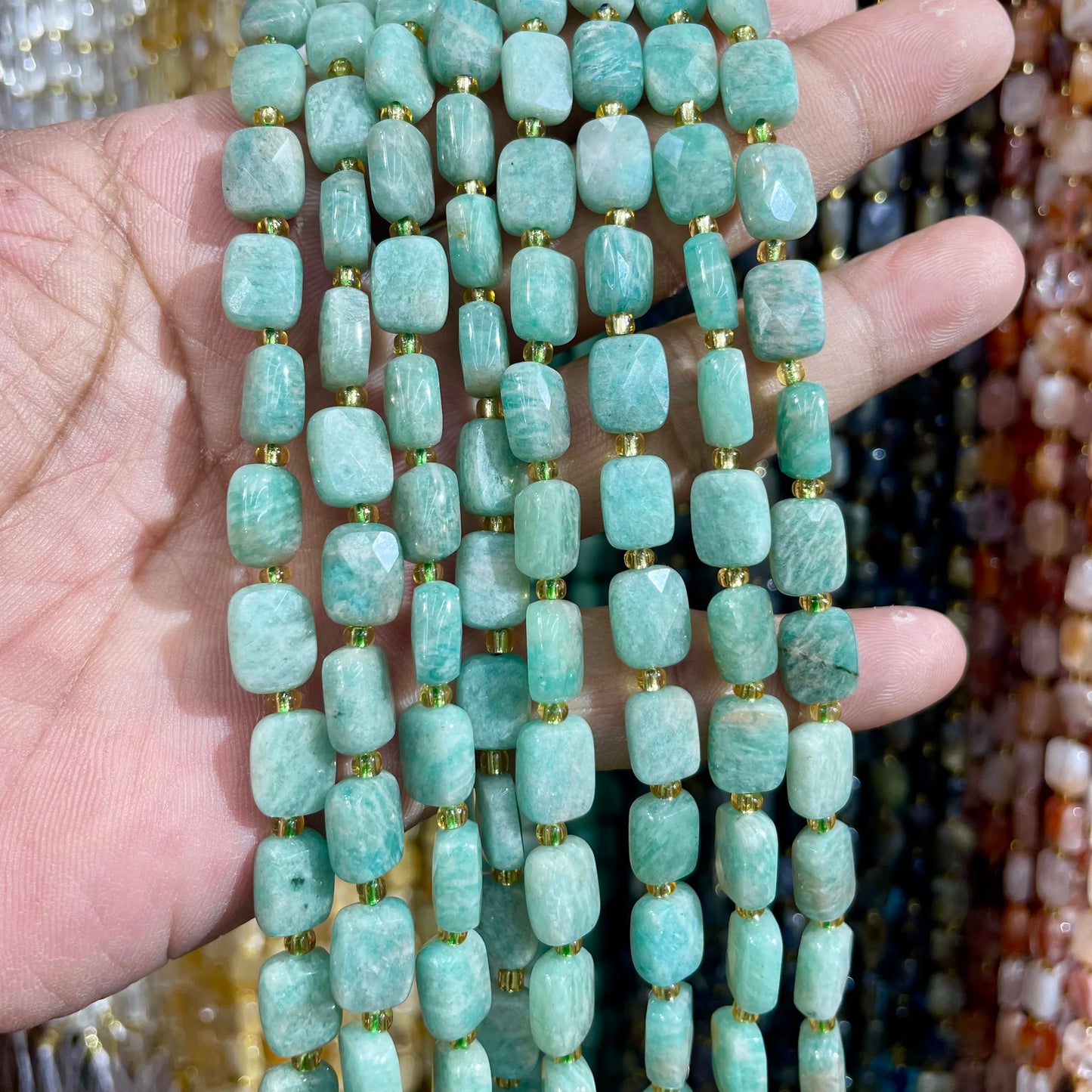 8x10mm Natural Labradorite Stone Amazon Stone Lapis Lazuli Piece Cut Bead Usefor Diy Bracelet Necklace Jewelry Make