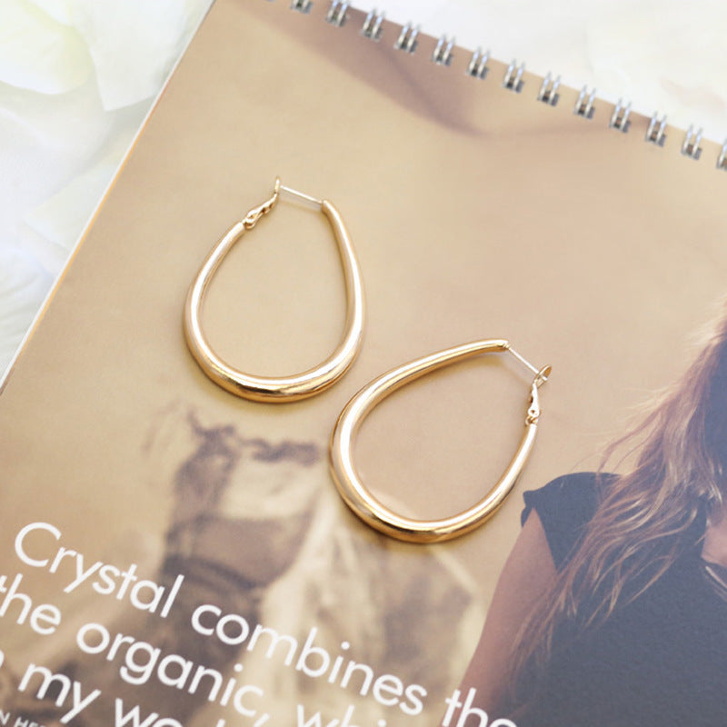 Simple Heart Circle Earrings Fashion Versatile Geometric Ear Clips Ear Studs Light Luxury High-end Feel Earrings for Women
