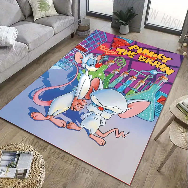 Classic Cartoon Pink The Brain Patter Carpet for Living Room Bedroom Bedside Bathroom Floor Mat Area Rug Sofa Mat Home Decor