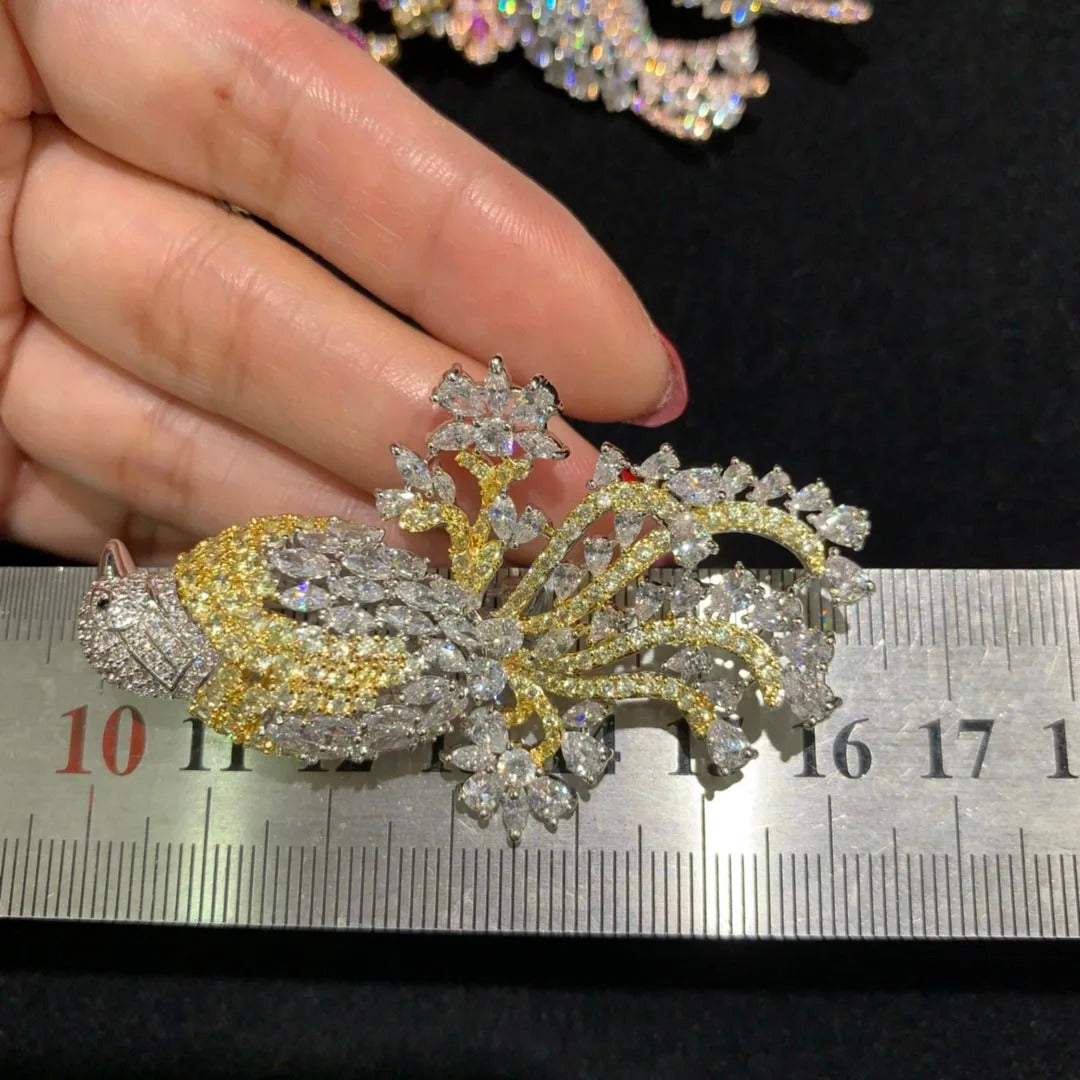 copper with cubic zircon birds brooch pin pink yellow multi color single double birds fashion women & men jewelry free shipping