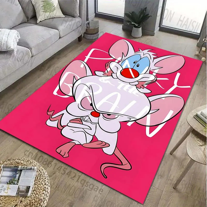 Classic Cartoon Pink The Brain Patter Carpet for Living Room Bedroom Bedside Bathroom Floor Mat Area Rug Sofa Mat Home Decor