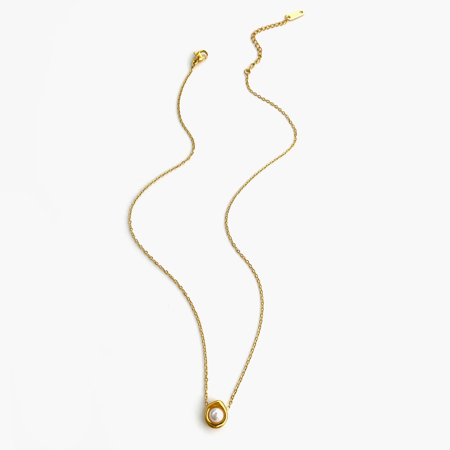 Peri'sbox Imitation Pearl Natural Stone Sunflower Pendant Necklace Women's Stainless Steel Flat Snake Chain Stackable Jewelry