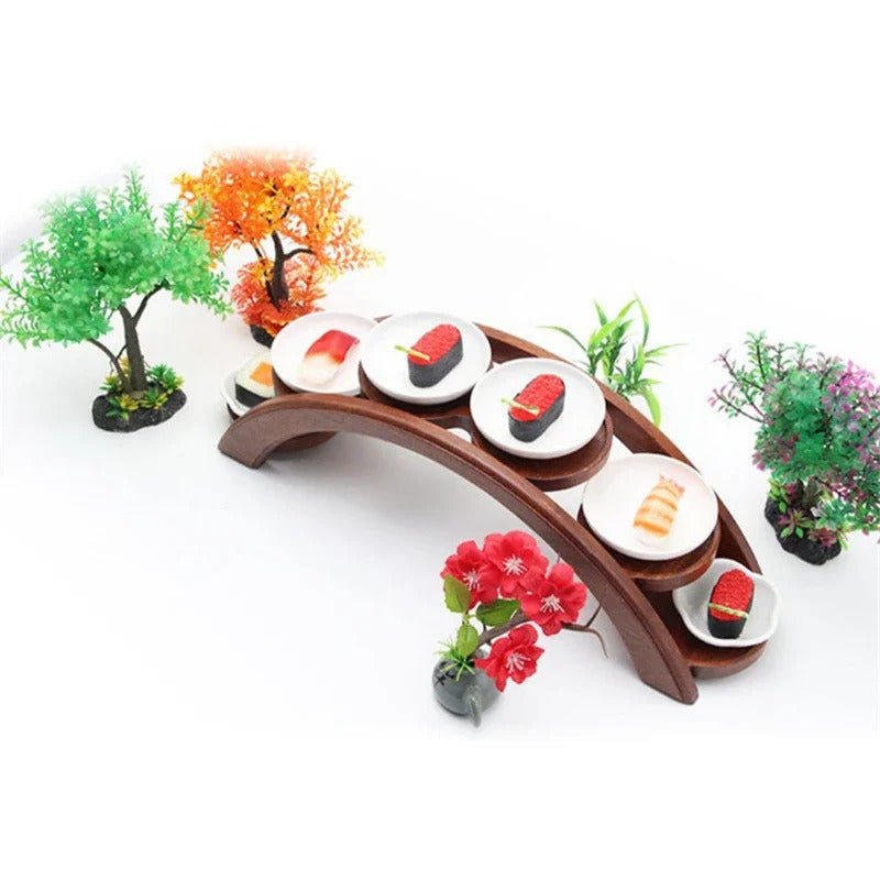 Hotpot arch bridge plate sushi bridge boat tableware Dessert wooden dim sum plate sushi tray japanese kitchen bento  sushi plate