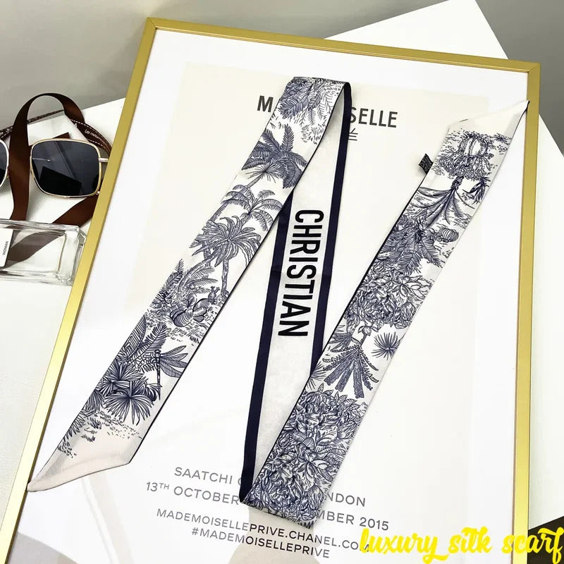 NEW Spring Luxry Design Women Silk Ribbon Scarf Handbag Handle Wrap Bag Ribbon Scarf Women Girls Head Hair Wrist Ribbon  Bag