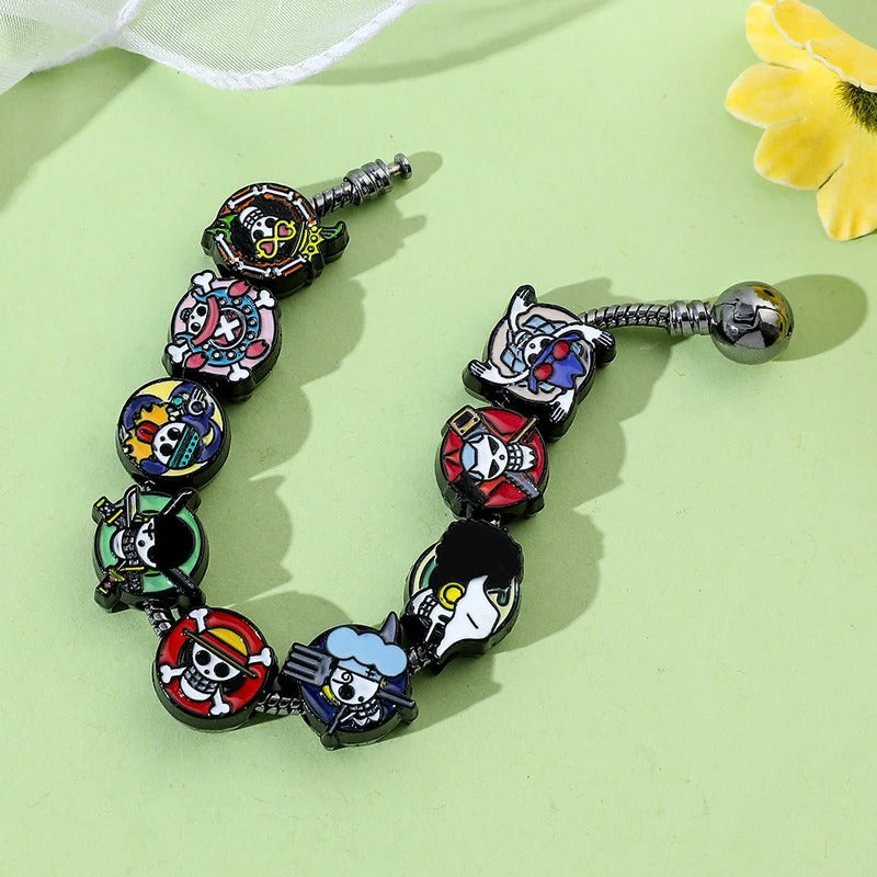 One Piece Anime Monkey D. Luffy Charms Bracelet, Tony Tony, Chopper Skull, DIY Pendant Bangle, Vintage Bracelet