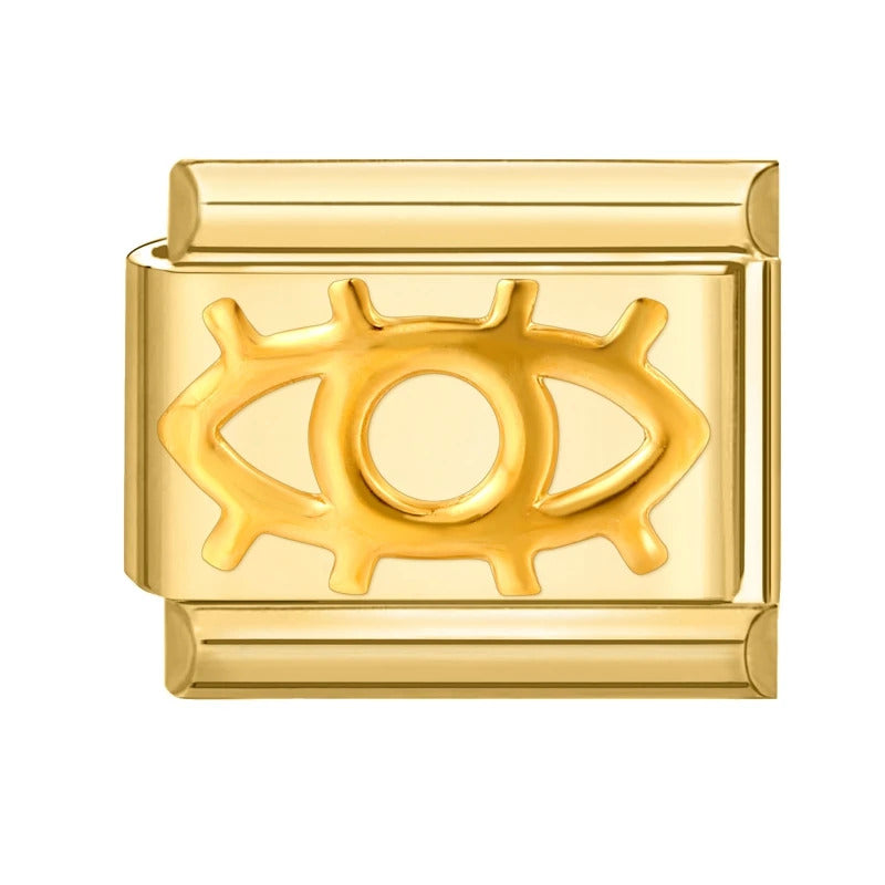 Fashion Pet Heart Flowers Sun Moon Zircon Gold Color Italian Charm Links Stainless Steel Fit 9mm Bracelet Jewelry DIY Making