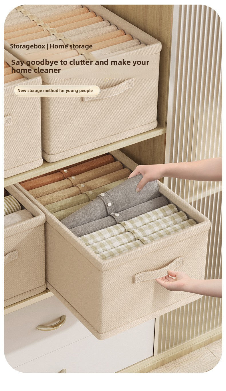 Drawer Style Wardrobe Storage Box Household Fabrics Clothes Pants without Lid Storage Cotton and Linen Storage Storage Basket Box