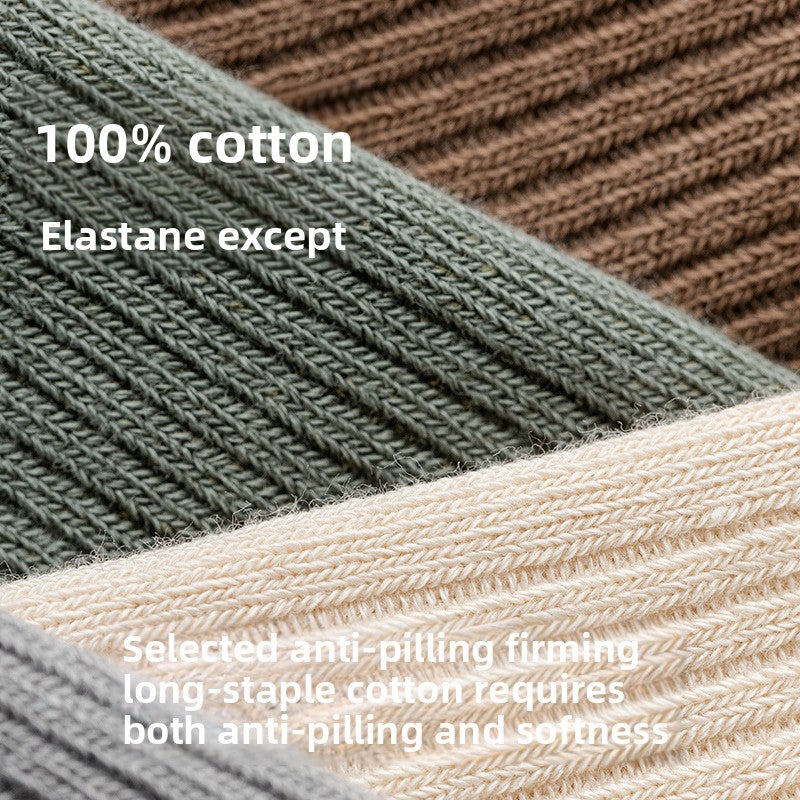 Socks Men's Spring and Summer Thin genuine goods Cotton Double Needle Drawable Mid-Tube Socks Anti-Bacterial Odor Bone-Free Sweat-Absorbing Men's Socks