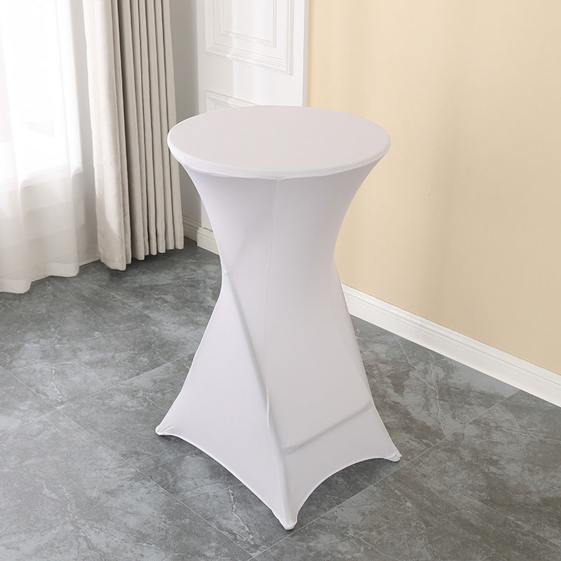 Elastic Table Cover High-End Banquet Wedding Hotel Cocktail Table Cover Table Skirt Table Skirt Cross-Border round High Leg Bar Counter Set