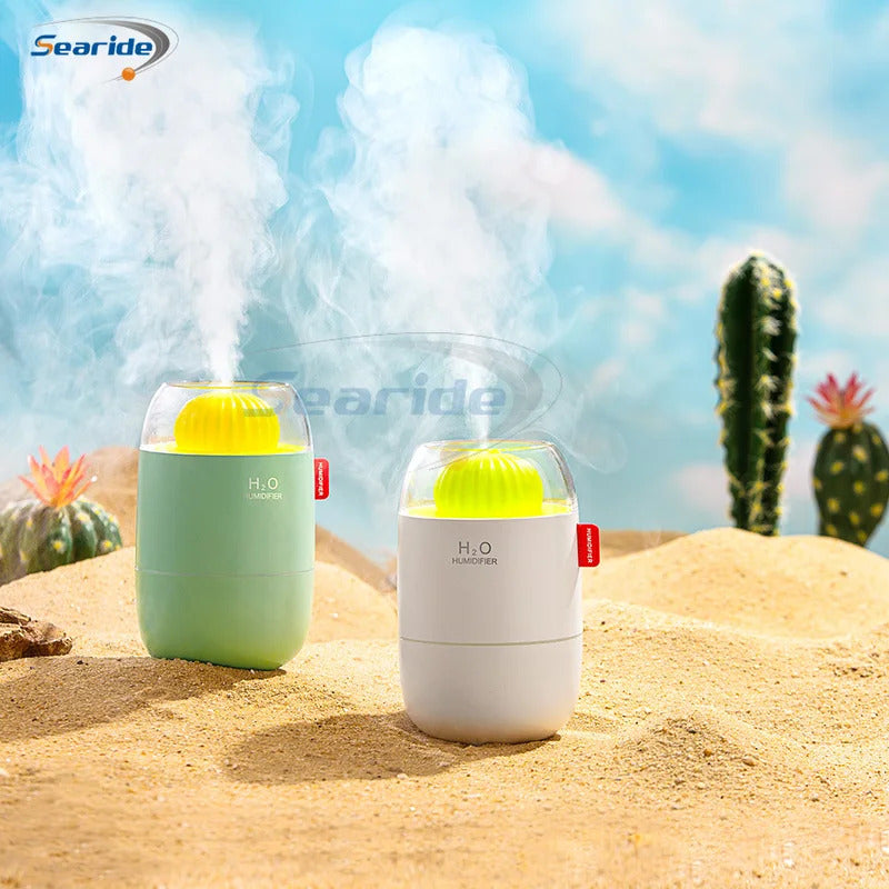 Creative Cactus Air Humidifier USB Electric 280ML Capacity Aroma Essential Oil Diffuser Color Lights Mist Spary for Home Bedroom