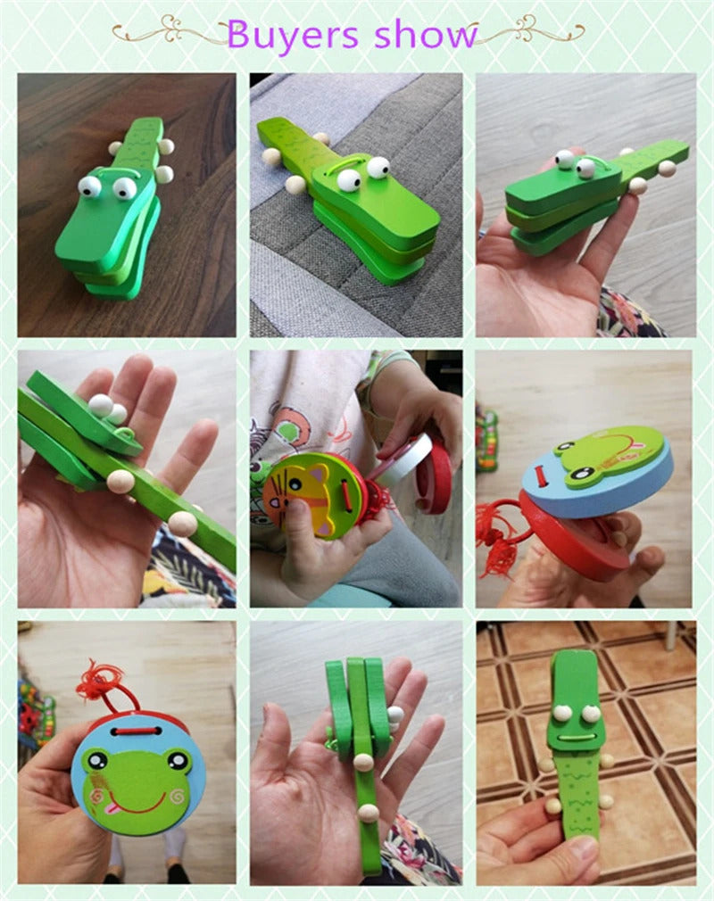 Cute Castanets Musical Instrument Toys Kids Wooden Toys Clapper Handle Baby Development Music Educational Toys For Children Gift