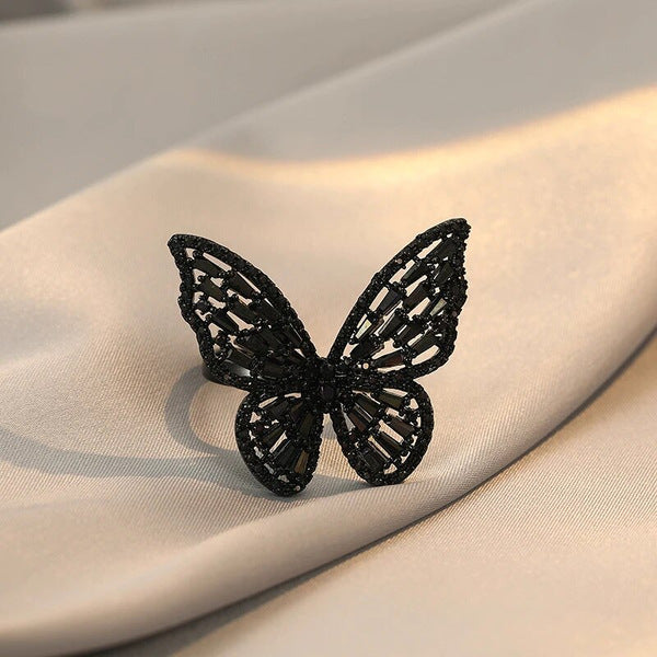 Ring jewelry batch hollow butterfly ring exaggerated ring does not fade jewelry