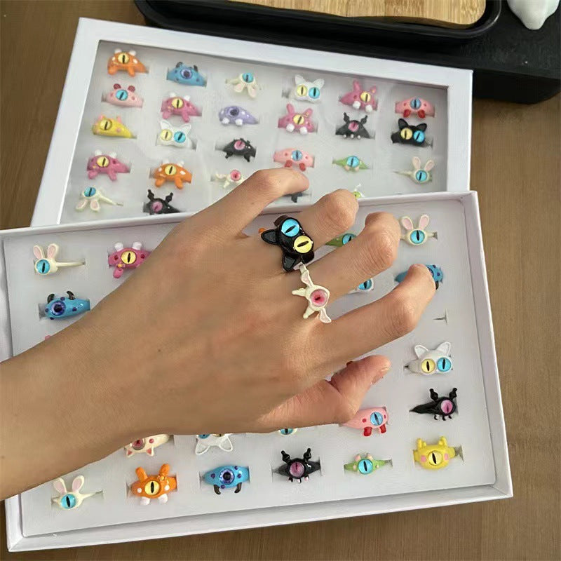 Funny Little Monster Ring Childlike Cute One-Eyed Ins Student Children Girlfriends Couple Gifting New