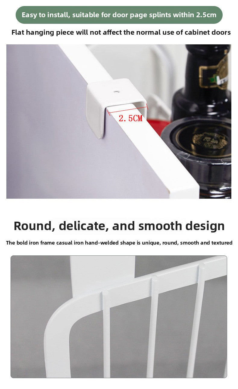 Home Storage Door Rear Hanging Basket Kitchen Condiment Storage Rack Cleaning Cloth Storage Basket Cloth Rack Iron