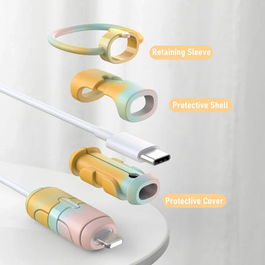 Silicone Cartoon Cable Winder Anti-Break Mobile Phone Charging Cable Strap Protector Carabiner Data Cable Protection Cover