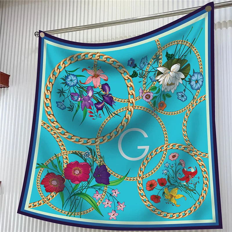 New Year Gift 90cm Large Square Scarf Scarf Women'S Scarves Spring And Autumn Style Fashion Shawl European American Twill Print