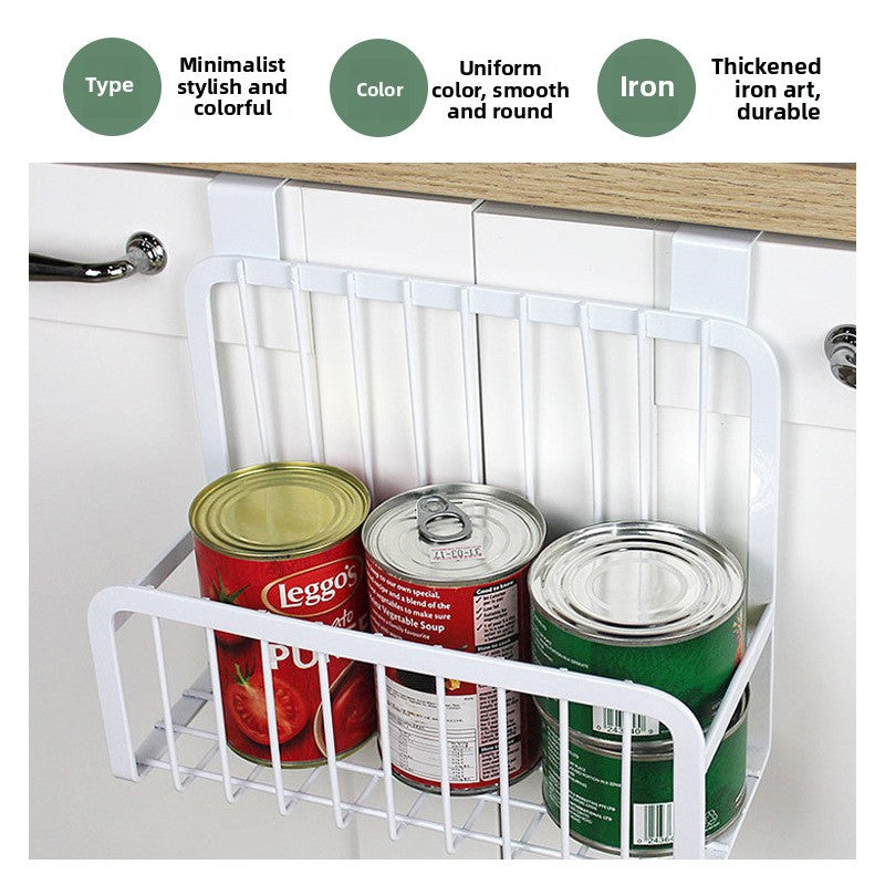 Home Storage Door Rear Hanging Basket Kitchen Condiment Storage Rack Cleaning Cloth Storage Basket Cloth Rack Iron