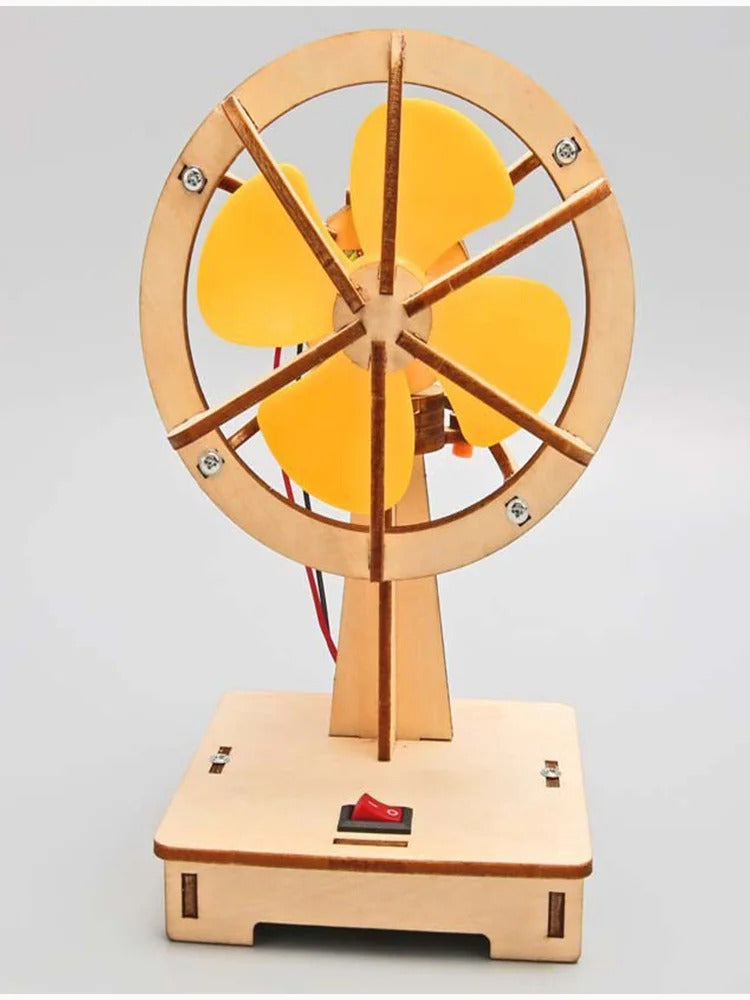 Children's Handmade Diy Electric Shaking Fan, Scientific Education Experiment Wooden Material Package Children's Assembled Toy