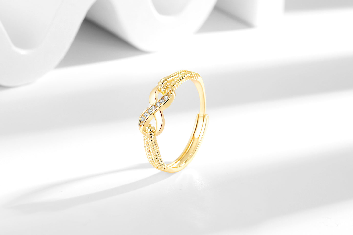 Amazon European and American Fashion Women's Engagement Ring Wish Hot Sale Personalized Creative Diamond-Encrusted Figure-8 Ring Wholesale