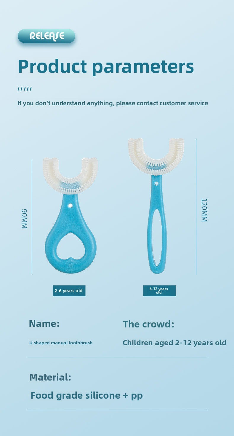 Baby and Children's Toothbrush U-shaped Baby and Child 0 to 3 to 6 to 12 Years Old Soft Hair U-shaped Brush Teeth Artifact Silicone Toothbrush