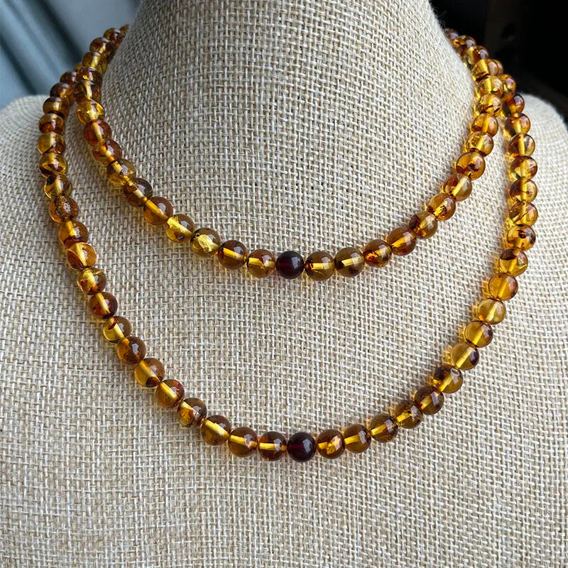6mm-9mm Original Amber Bracelet for Men Women Unique Diy Flower Beads Rosary Long Necklace Baltic 2025 New Natural Stone Jewelry