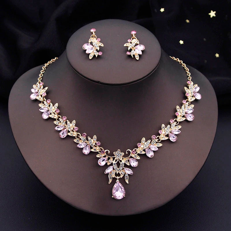 Elegant Butterfly Opal Green Bridal Jewelry Sets for Women Earring Necklace Set Wedding Dress Jewelry Sets 3 Pcs Gifts