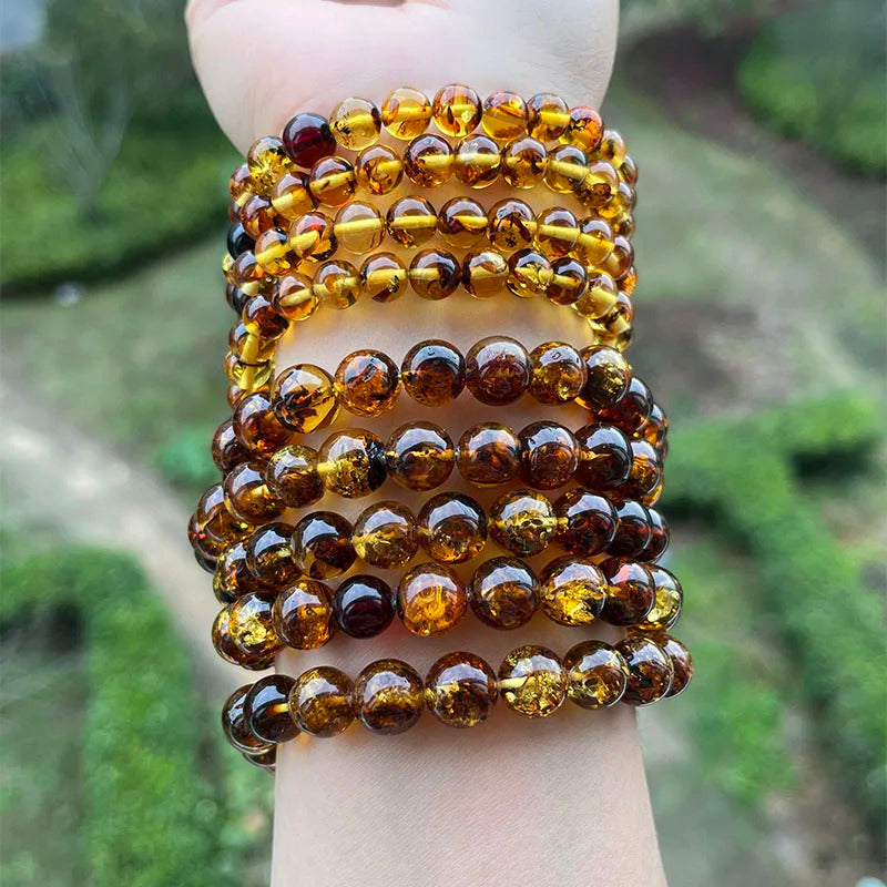 6mm-9mm Original Amber Bracelet for Men Women Unique Diy Flower Beads Rosary Long Necklace Baltic 2025 New Natural Stone Jewelry
