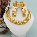 Luxury Gold Plated Dubai Jewelry Set For Women African Copper Twist Bold Design Earrings Necklace Bracelet Quality Jewelry Gift