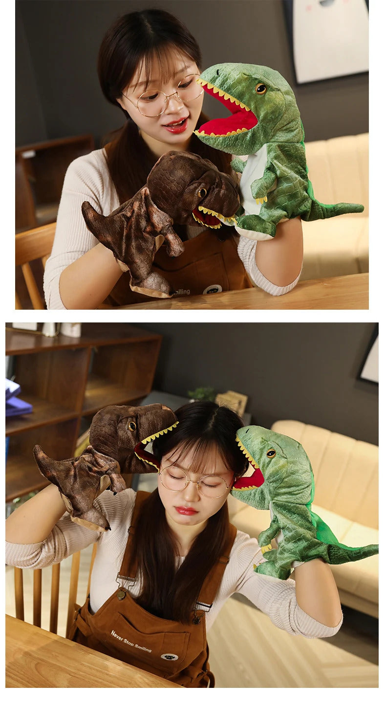 New Cute Glove Dinosaur Plush Hand Puppets Soft Stuffed Cartoon Telling Learning Funny Accompany Toy Baby Birthday Gift